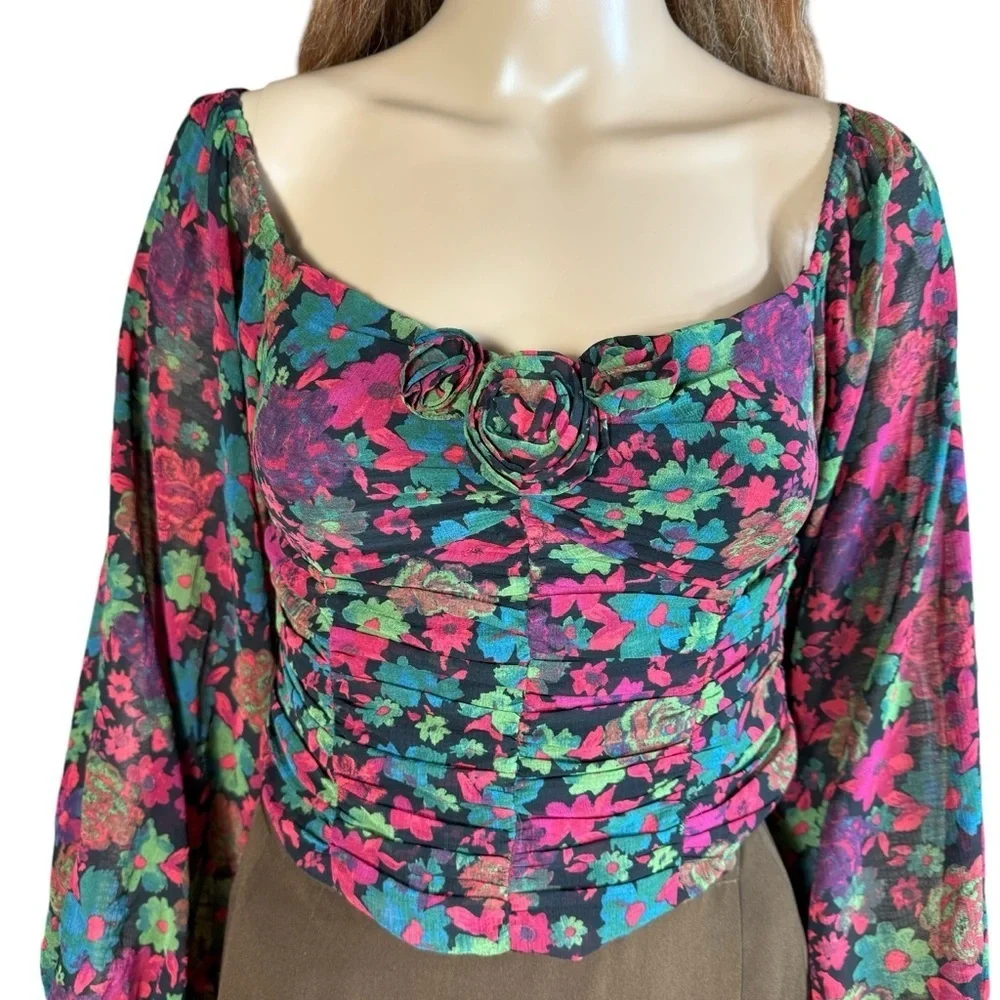 New Free People Oh Lala Floral Crop Top Size XS